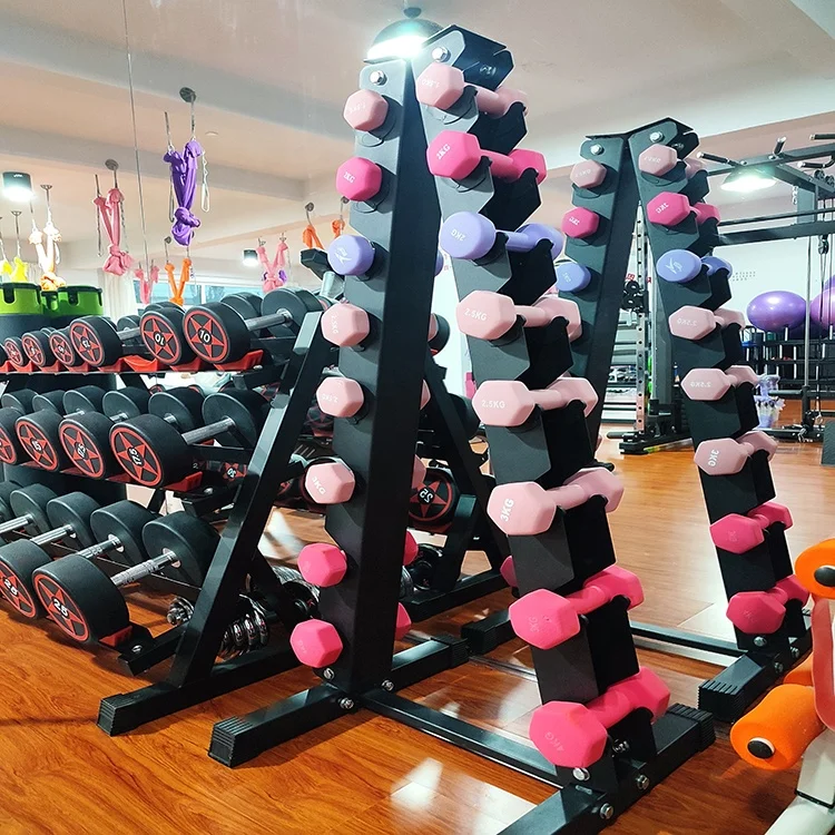 High Quality Safety Sturdy Dumbbell Set Weight Rack Design Type Triangle X Type Stands Dumbbell Rack For Gym