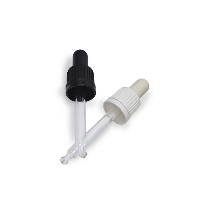 1ml CR Graduated black cap Glass Dropper Straight-Tip Calibrated Glass Medicine Dropper 1 mL for 2oz Tincture Bottle
