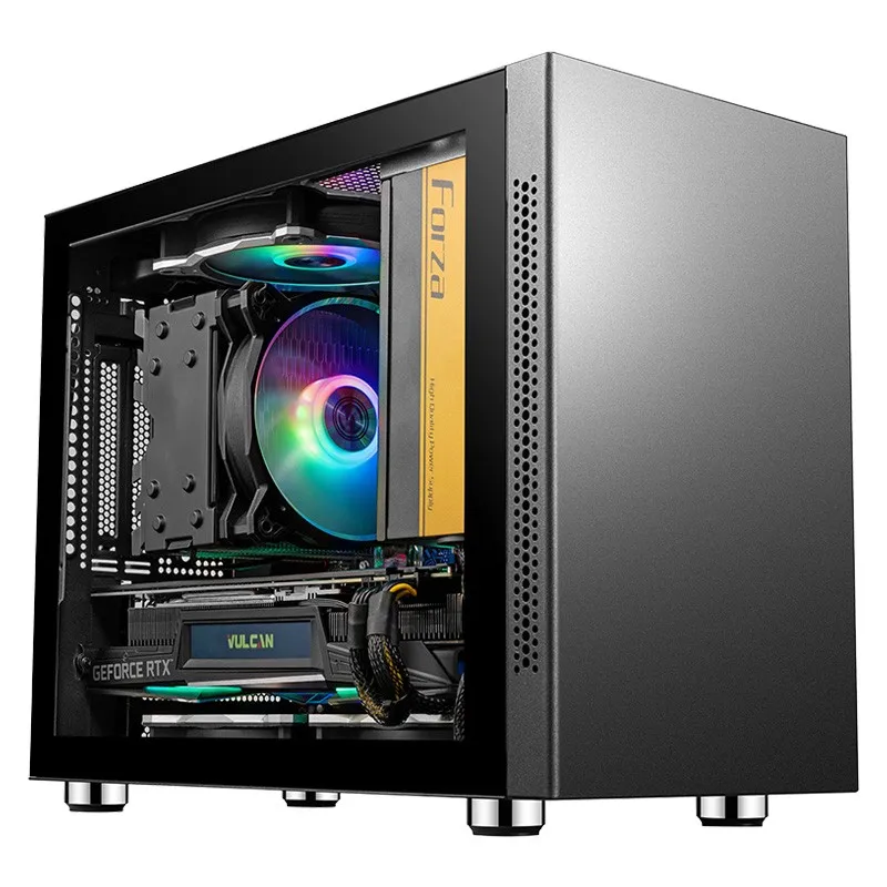 SAMA Tempered glass micro ATX case steel Micro ATX gaming case official  ITX pc case