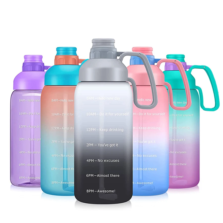 2021 New Arrival Large 1800ml Leakproof sport Tritan Bpa Free Motivational Water Bottle With Time Marker & Straw