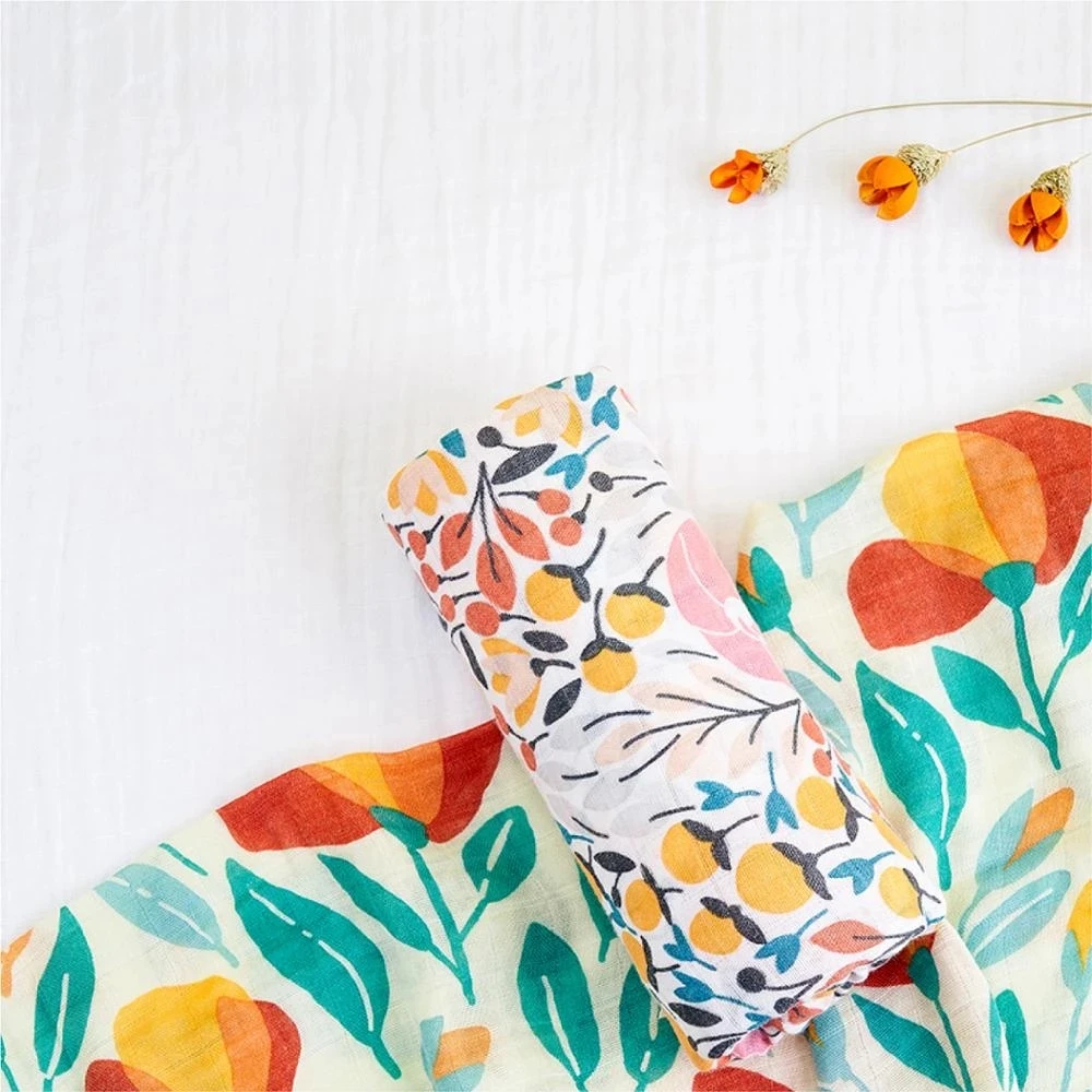 Happy Flute 2 Layers Bamboo Muslin Swaddle Blanket Muslin Gauze Ruffle Baby Swaddle Blanket ready to ship