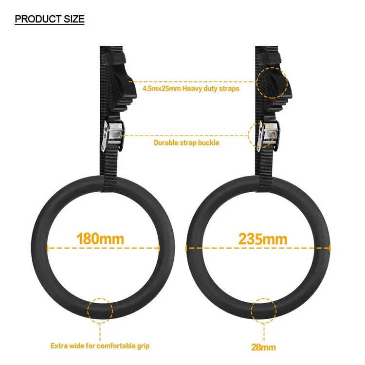 ABS Gymnastic Rings with Adjustable Straps