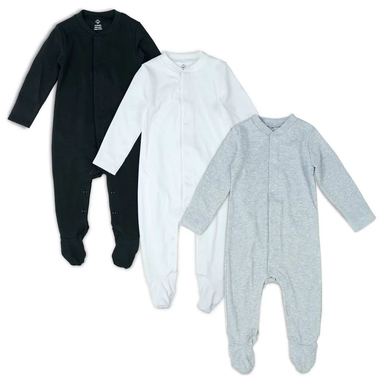 2021 wholesale baby romper footed sleeper clothes with mitten cuffs solid color baby cotton pajamas baby bamboo romper