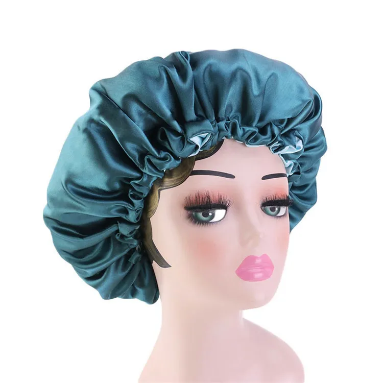 Multi-fuction custom satin hair bonnet waterproof shower cap bathing night sleeping cap