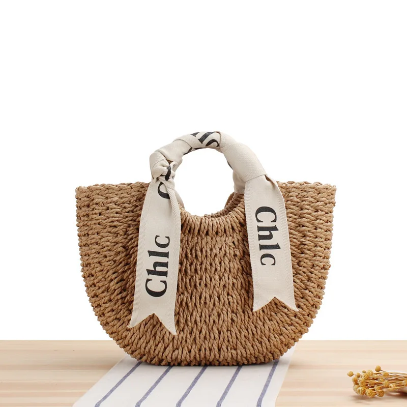 Новая дорожная Праздничная сумка с надписью шелковый шарф портативная соломенная тканая