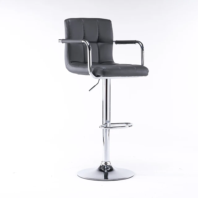 Вращающийся барный стул из искусственной кожи с регулируемой высотой и задней спинкой, стул для паба, металлическая стойка, барный стул для бара