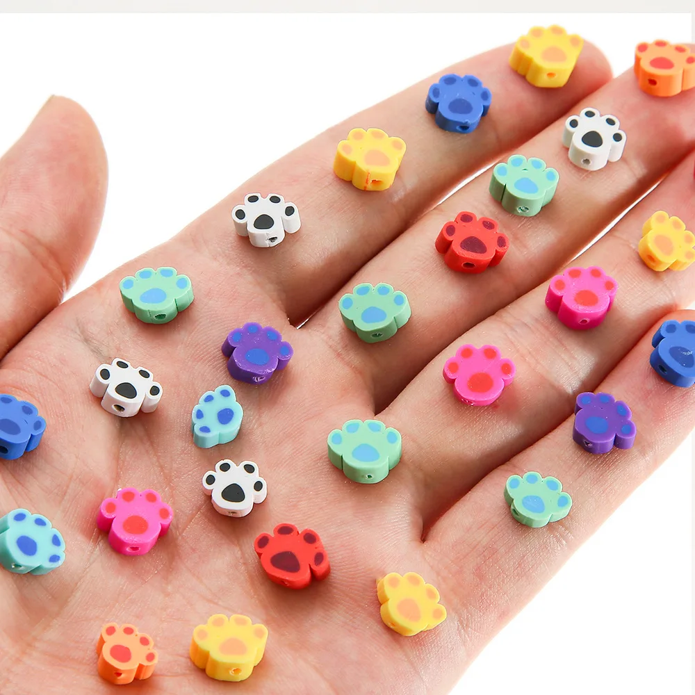 XUQIAN Ins Hot Sale New Cartoon Color Animal Dog Paw Polymer Clay Loose Beads for DIY Jewelry Making Supplies