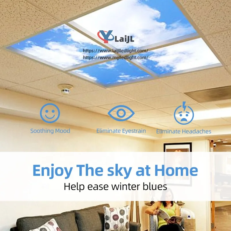 Jiaxing factory Cheap 600*600 603*603 2x2ft Sky Ceiling Light Panel Panel Light Cloud Sky Led Skylight Panel Ceiling