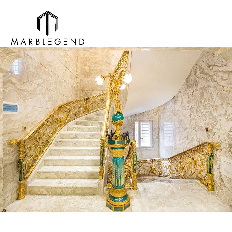 high end decorative brass material staircase handrail design