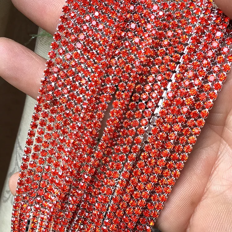 Cross-border electrophoretic color single-row rhinestone cup chain diy 2mm rhinestone trim
