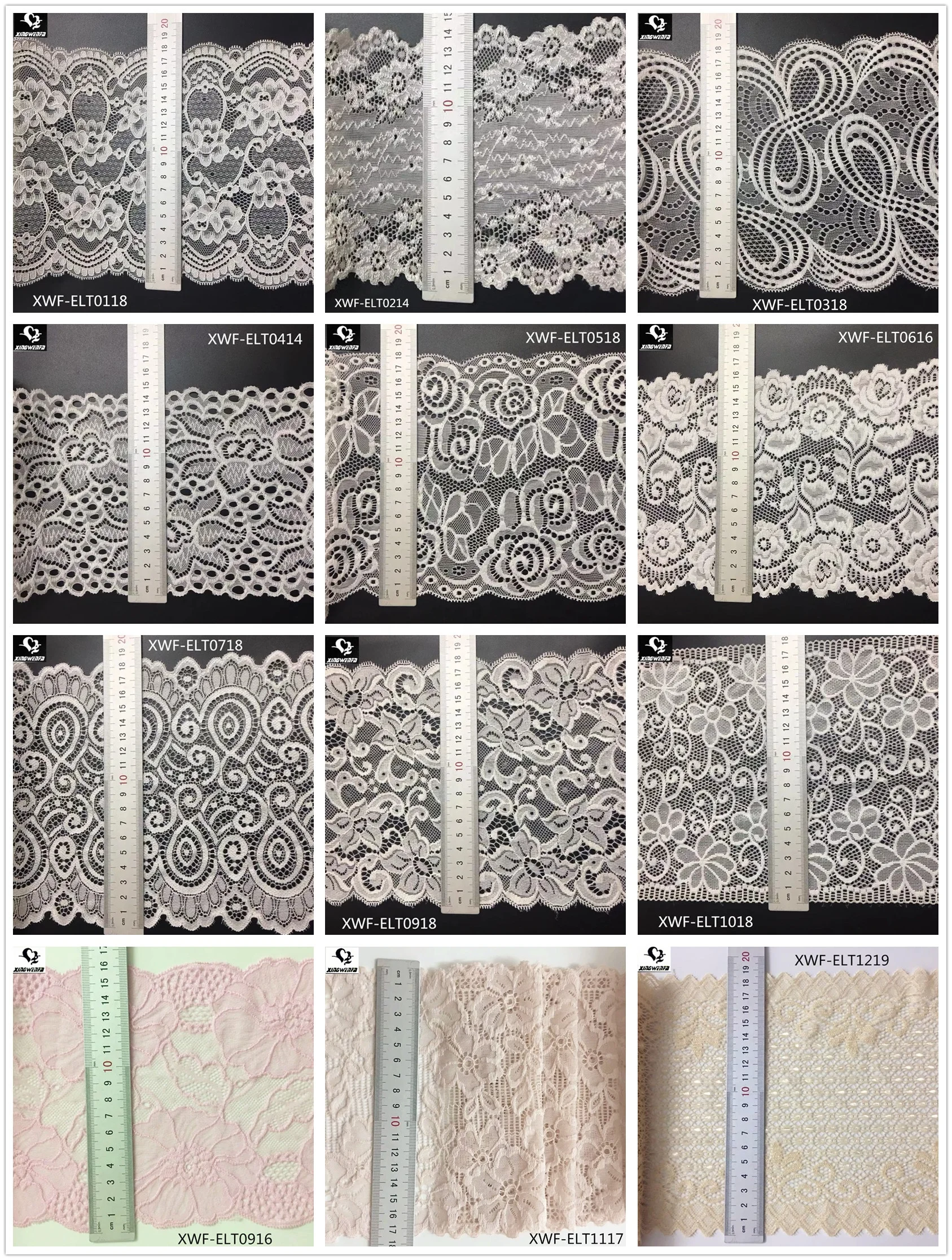 Good quality 18cm border lace trim embroidery white milk silk embroidery lace fabric
