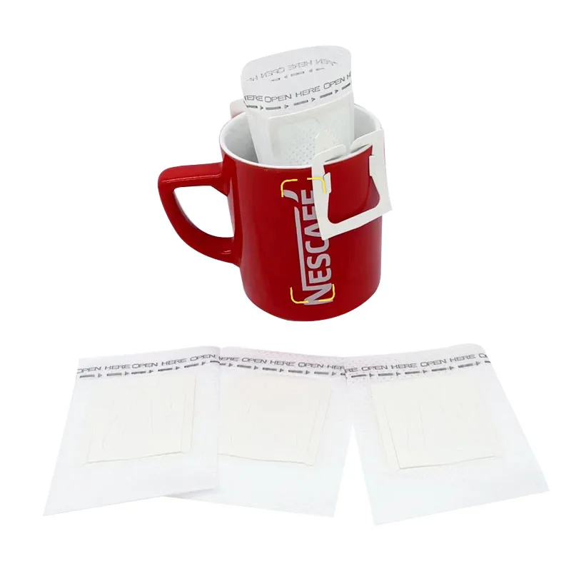 Custom Coffee Tea Filter Paper Drip Bag Hanging Ear Disposable Type Portable Coffee Filter Bag Virgin 100% Wood Pulp