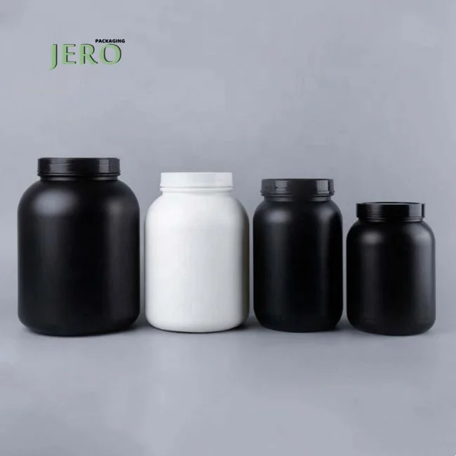 5LB 3.8LB HDPE Empty Plastic Food Supplement Container BPA Free Protein Powder Bottle Black Whey Protein Powder Jars