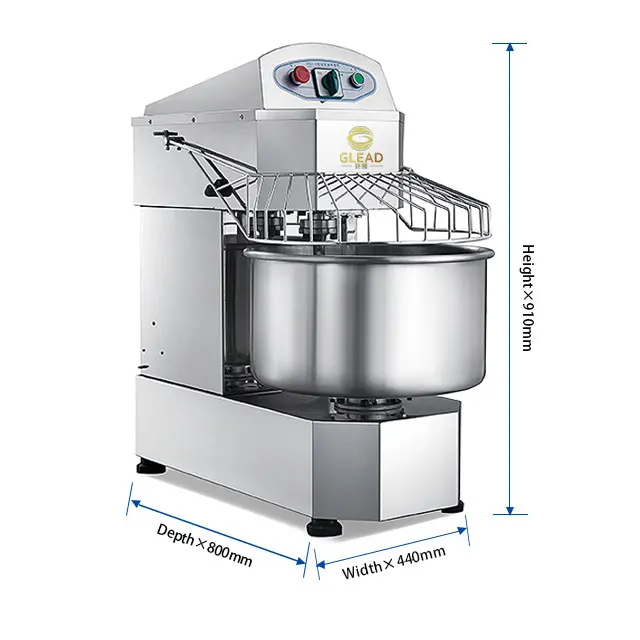 Commercial Double speed Dough Kneading Machine Stainless steel Spiral Dough Mixer Flour Mixing Machine