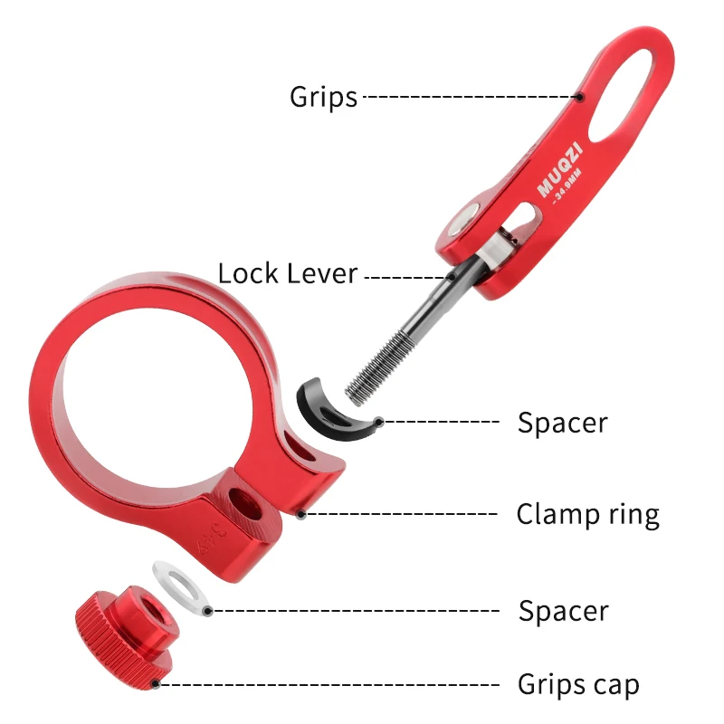 MUQZI Aluminum Quick Release Bicycle Seatpost Clamp 31.8mm 34.9mm MTB Road Bike Seat Clamp