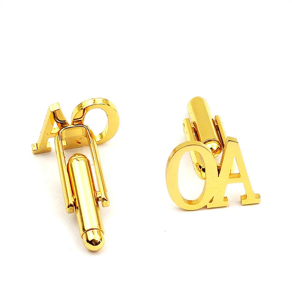 Aimgal Jewelry Low MOW Customized 18k Gold Plated Stainless Steel French Cufflinks Wedding Gift Tarnish Free Waterproof