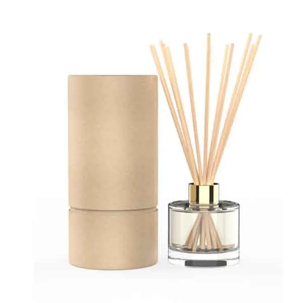 Custom cylinder cosmetic perfume water glass reed diffuser fragrance bottle gift black paper cardboard tube packaging