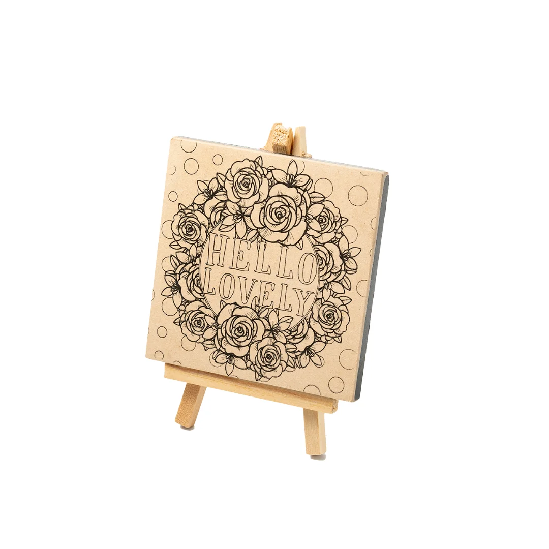 Mini MDF Canvas with Easel 4.3x4.3 Inch Metal Frame for Painting colouring painting for kid art