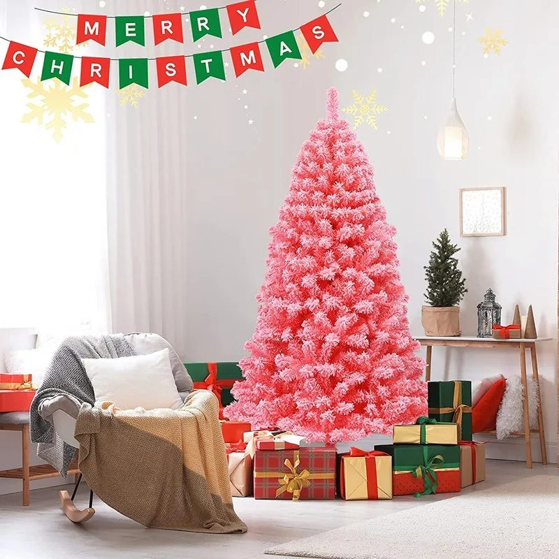 Wholesale 2024 New Year 1.8M Pink Snow Scene Pink Christmas Tree For Christmas Party Decoration