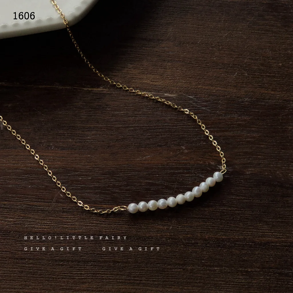 14 k gold plated freshwater pearls, Japan and South Korea beautiful simple chain necklace female clavicle