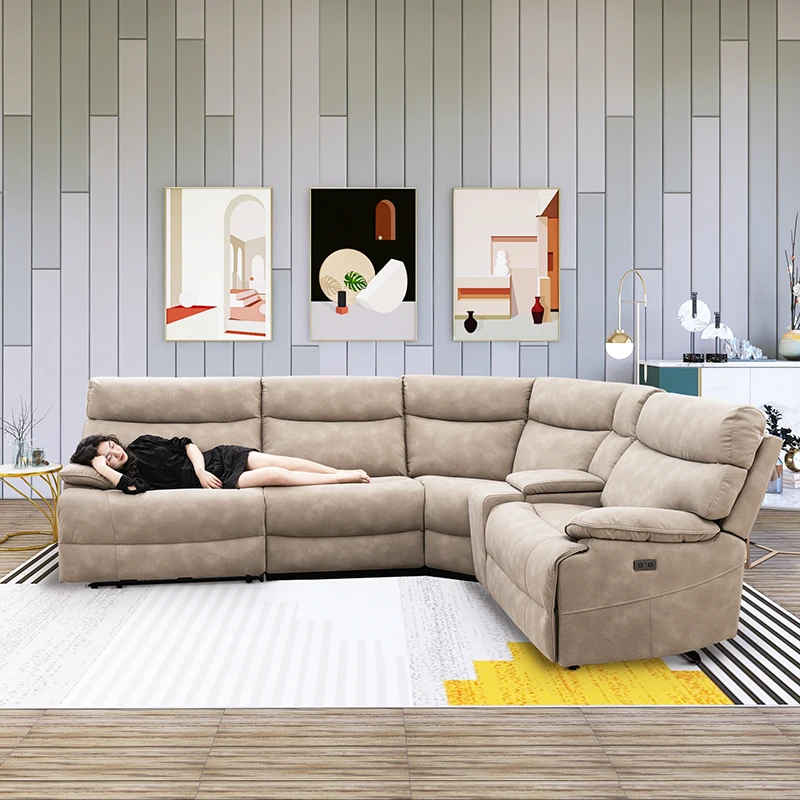 MANWAH CHEERS Living Room sofa Furniture 7 Seat Couch L Shape Recliner Fabric Sectional Sofas