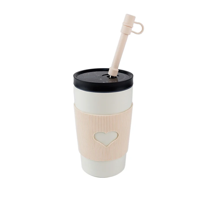 16oz Silicone Straw Auto Off Design Stainless Steel Insulated Coffee Tumbler Thermos Cup Smart Mug With Temperature Display