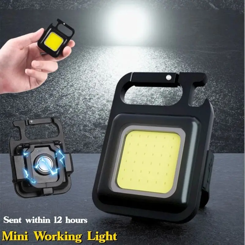 Multifunctional Portable Flashlight High Brightness Mini Work Light Strong Magnetic Portable Fishing Rechargeable Keychain Light