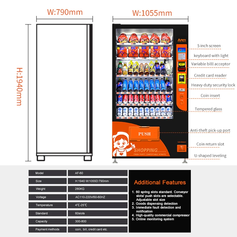 AFEN Drink Vending Machine Sale Products Snack Vending Machine Customized Wrapping