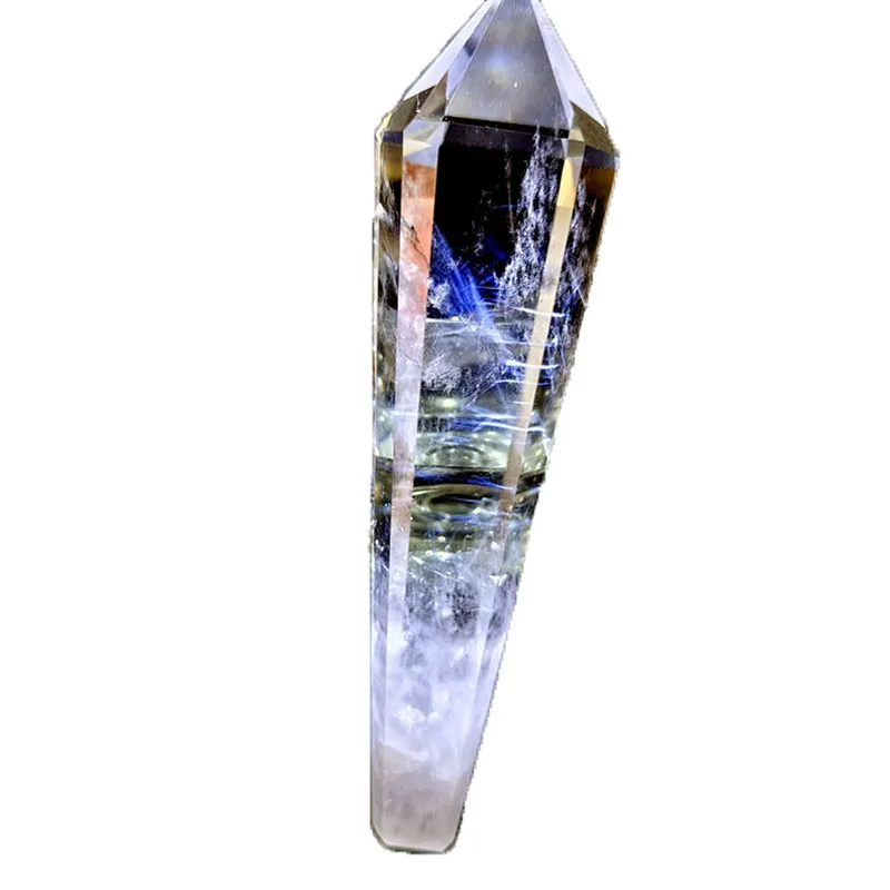 Custom natural Crystal magic Wand Angel Feather quartz point clear quartz  Tower Energy Wand for healing