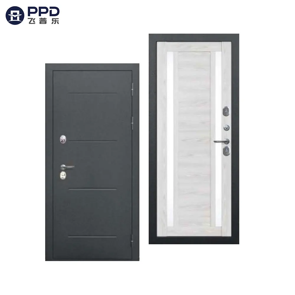 Modern Apartment Residential Entrance Russian Steel Single Door Factory Latest Design Security House Main Steel Doors