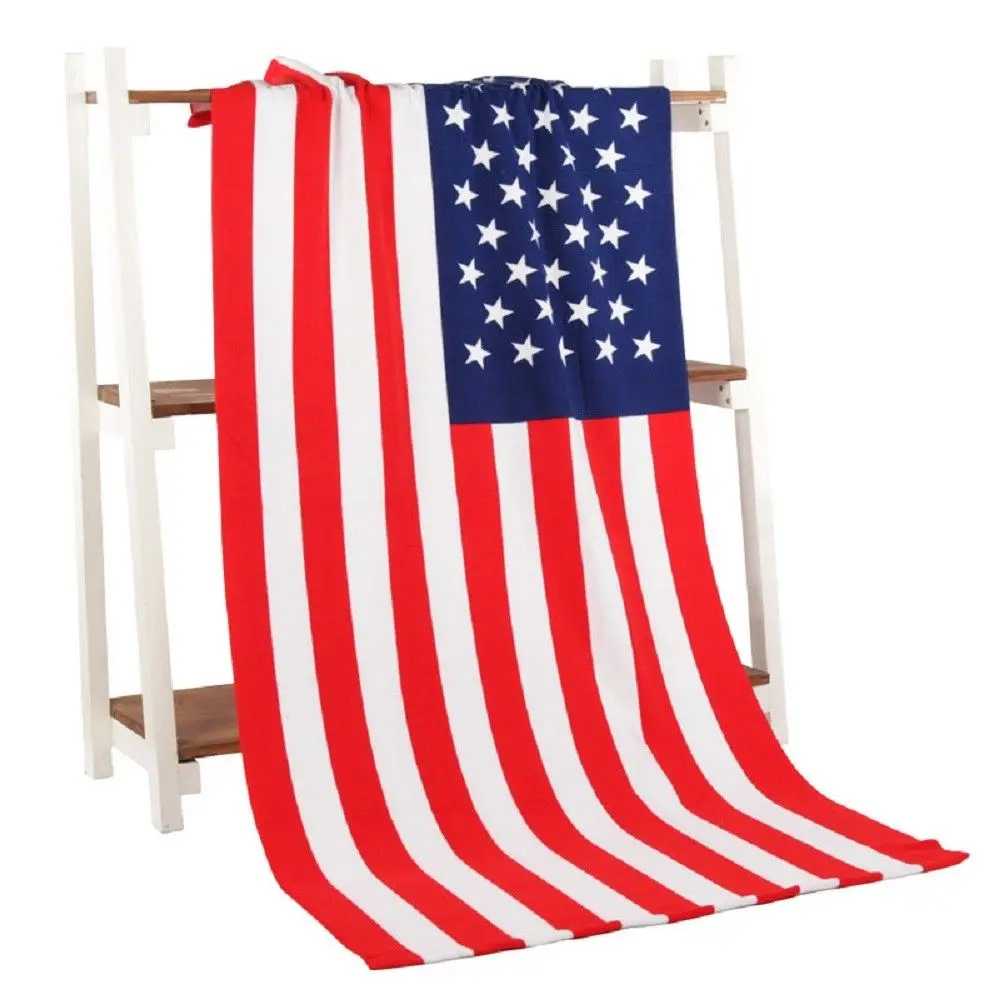 Factory directly Custom digital printed american flag sports beach bath towel with logo