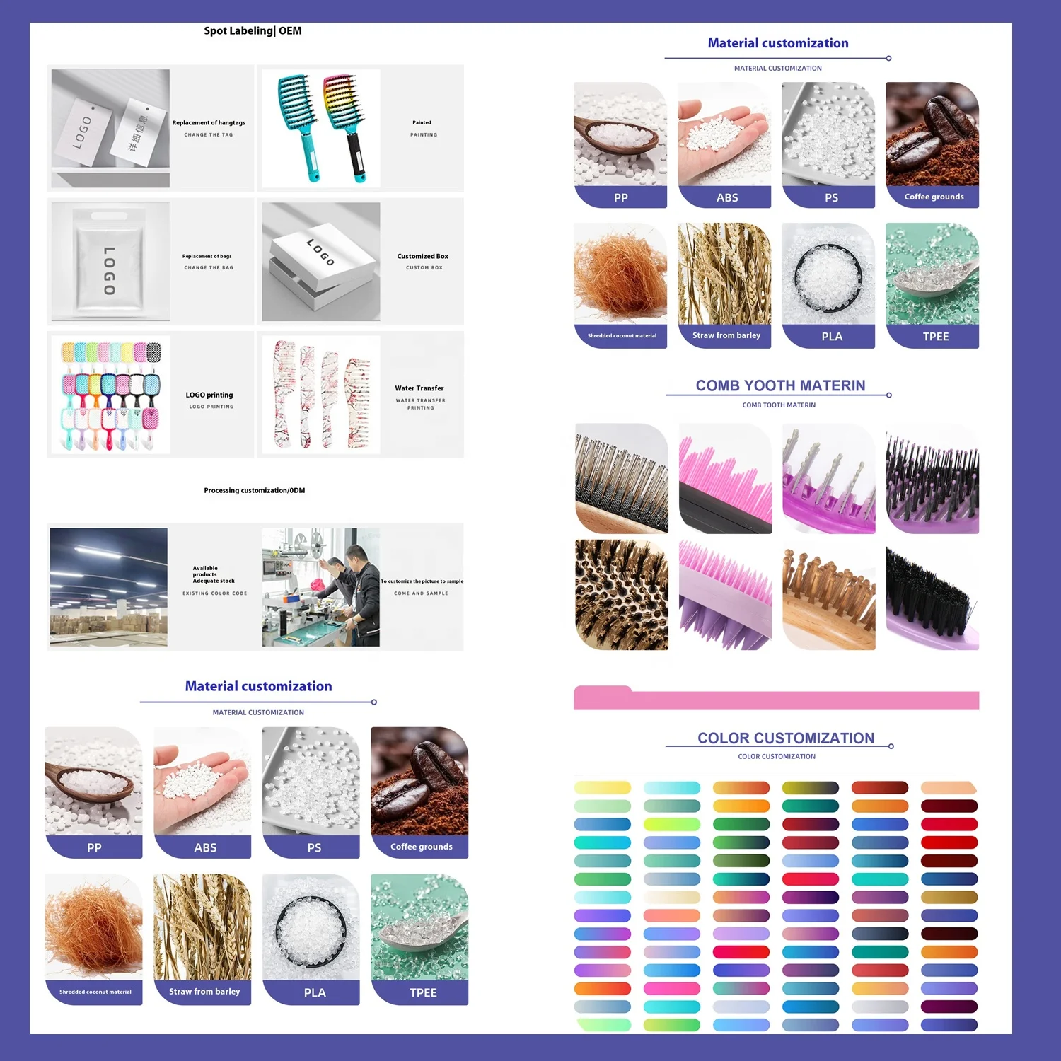 Mauri Salon Boar Bristle Round Ceramic Hair Comb with Custom Logo for Drying Hair Curling Styling Blow Drying