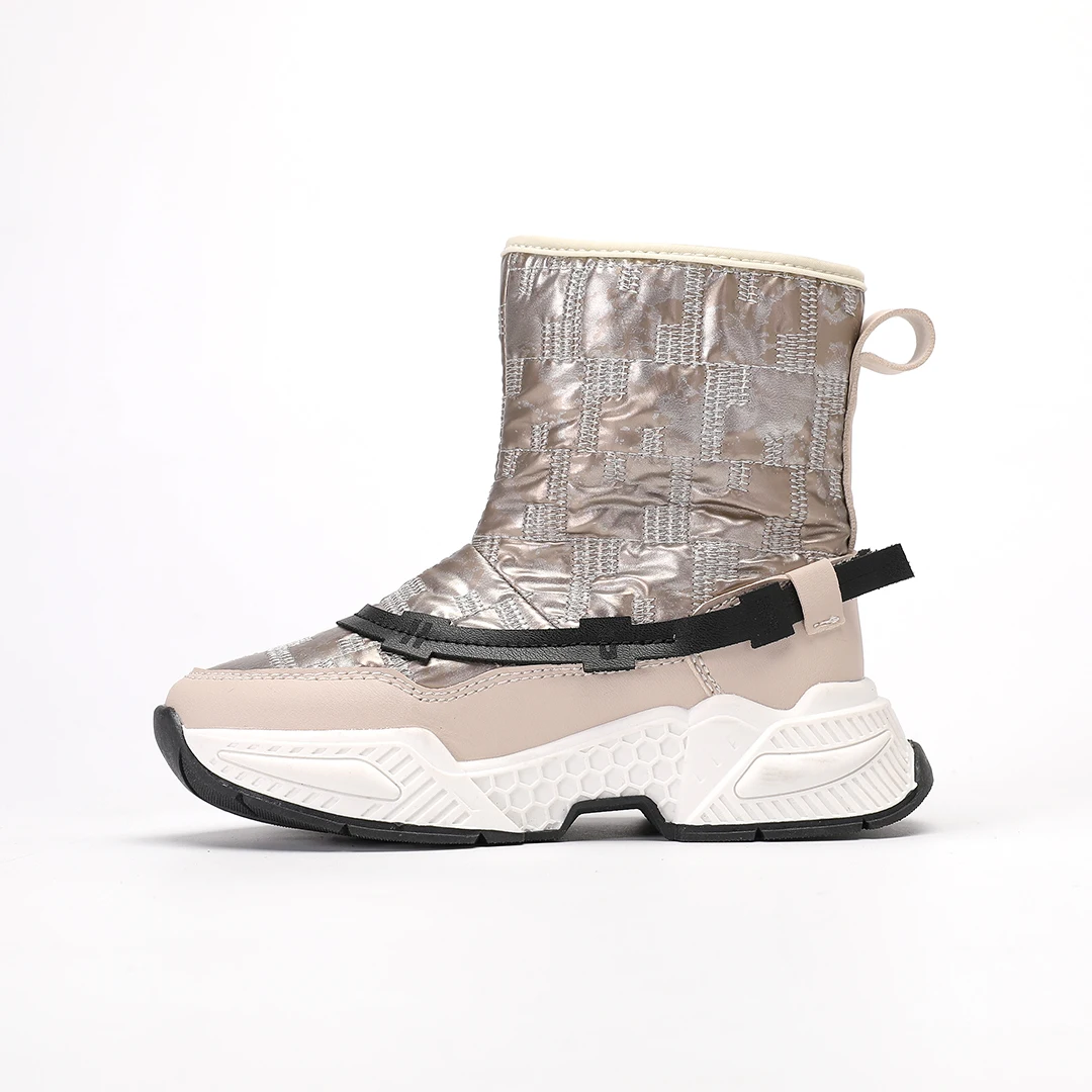 Boys Outdoor Casual Snow Ankle Boots Kids Snow Boots Winter Plush Warm Boots Anti Skid Cotton Shoes Warm Fuzzy Waterproof