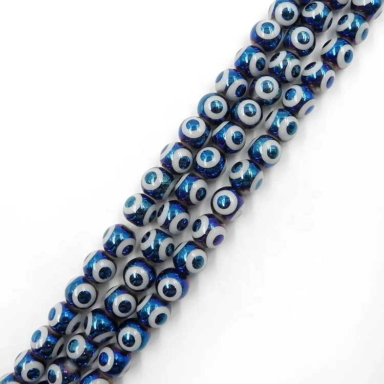 wholesale printed electroplate glass beads Porcelain white gold-plated sand beads for jewelry making