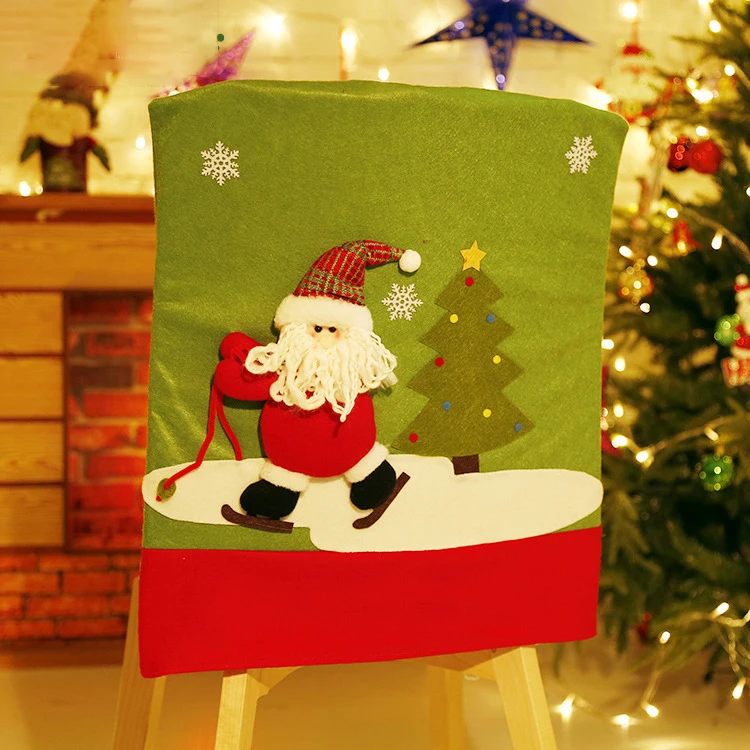 Red Hat Dining Chair Slipcovers Christmas Chair Back Covers Kitchen Chair Covers for Christmas Holiday Festival Decoration