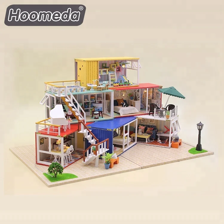 Professional 13843 Container Home Mini Dollhouse Wooden Diy Doll House MIniature Dollhouse