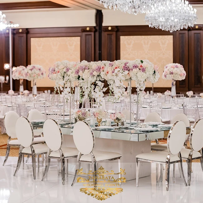 hotel banquet furniture wooden base glass top 10 seater wedding table