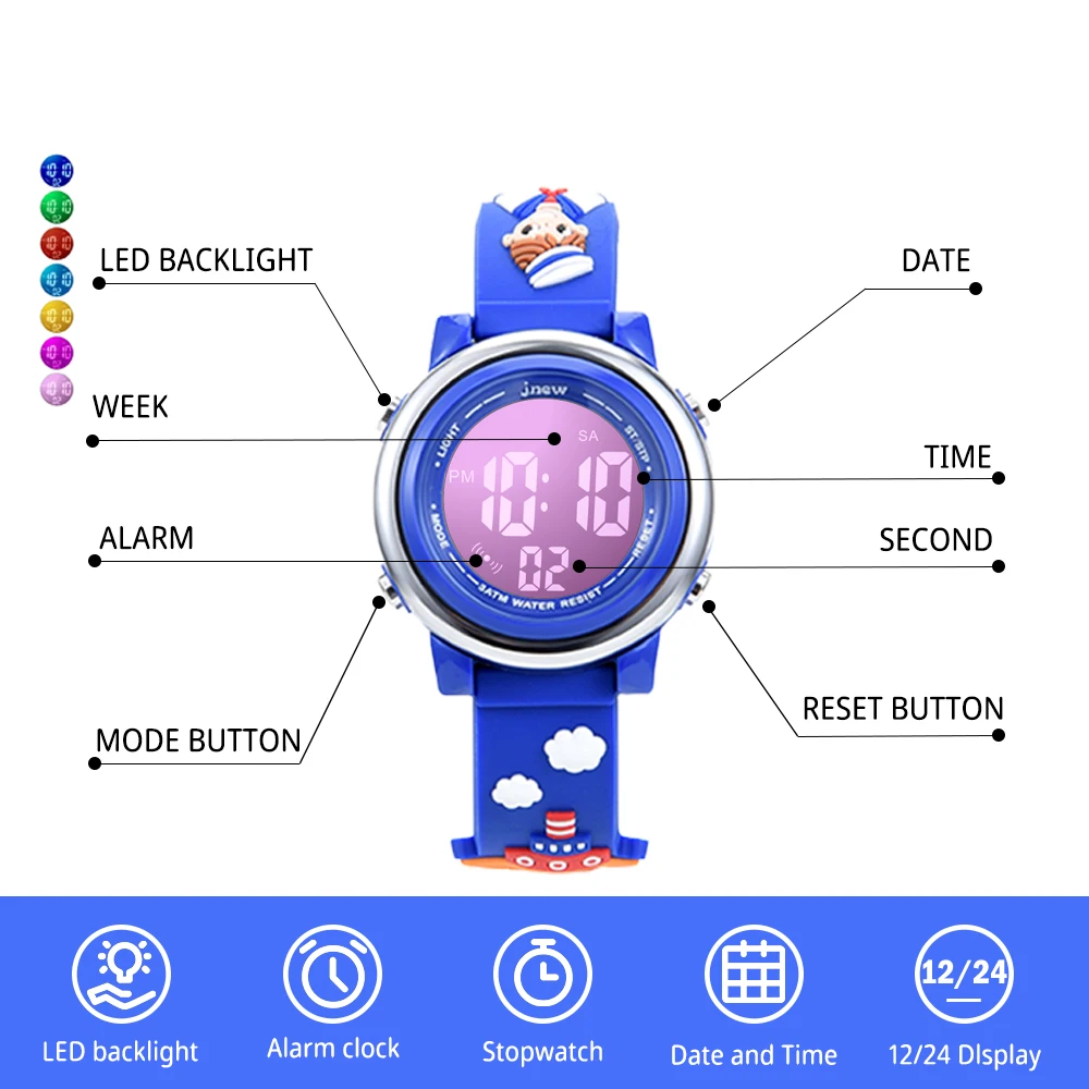 hot sale navigator waterproof kids digital watches with cartoon character custom Digital watch for kids