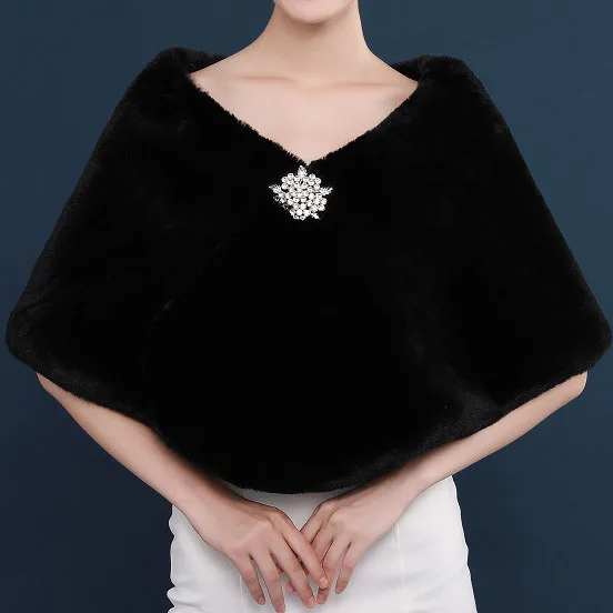 
Jtfur Wholesale black fur shawl winter waistcoat warm cloak coat for women 