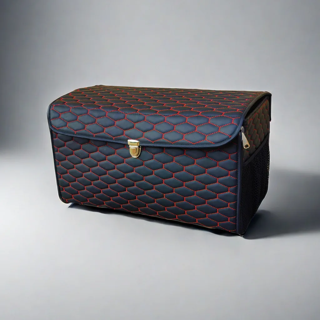 Auto Custom Logo Pu Leather Small Large Capacity Foldable Box Car Trunk Storage Boot Car Organizer for Trunk with Shackle Handle