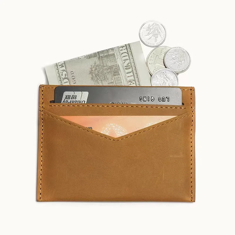 Insurance Card Holder Card Wallet Leather Men Wallets Genuine Credit Card Holder front Minimalist Slim Leather Rfid Wallet