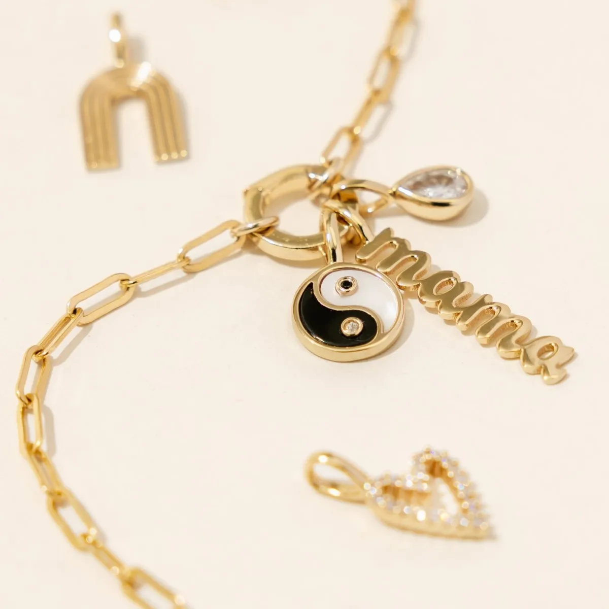 Interchangeable Stainless Steel Round Clasp Rolo Paperclip Chain Bracelet For Charms