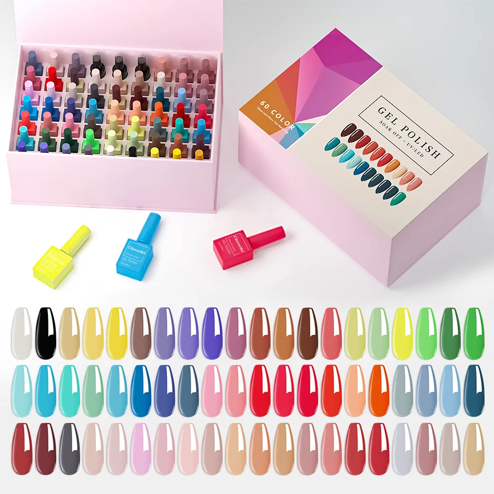 60 Colors/set Nail Gel UV Varnishes Fashion Trend Manicure Soak LED Gel Nail Polish Collection OEM/ODM Support Nail Art Gel