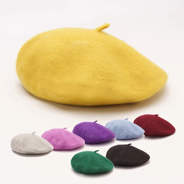 Высококачественная Женская шерстяная шапка-берет разных цветов в стиле милитари