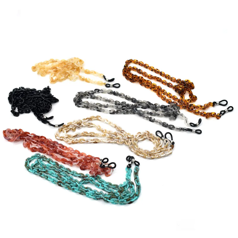 
2021 fashion Resin eyeglass chain acrylic acetic leopard print chain 11 color sunglasses chain for female and male 