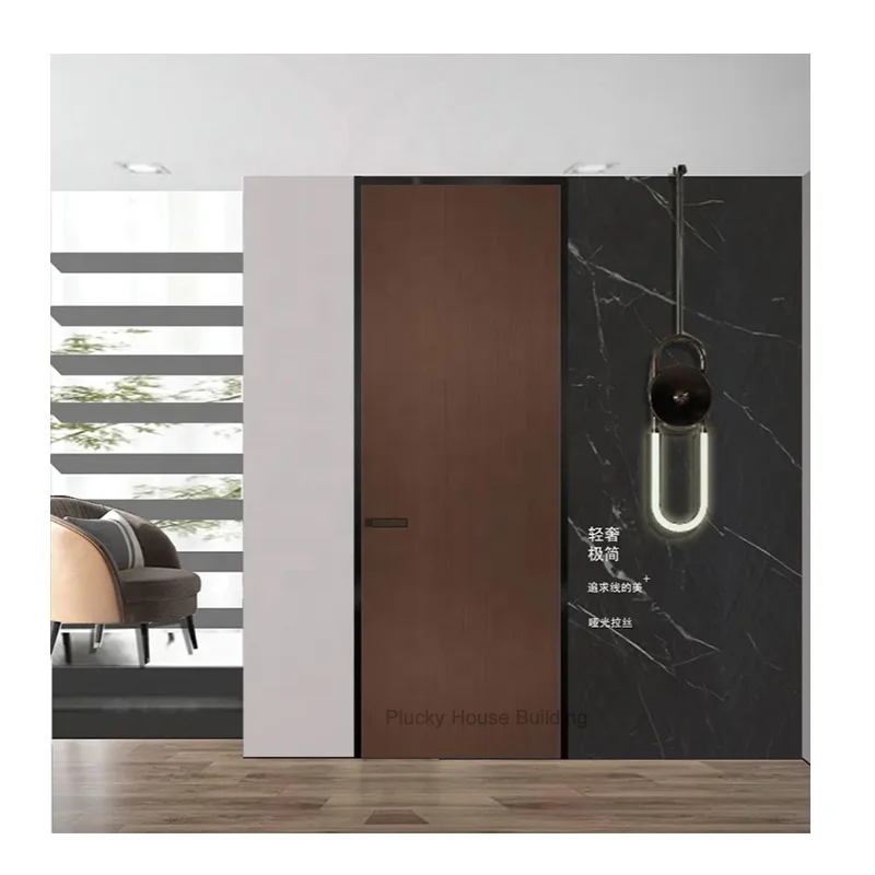 French flush frameless interior invisible hinges wood hidden door