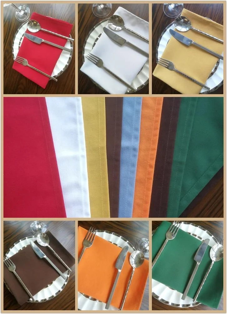 
Logo Customization MJS Linen Cloth wedding napkins Hotel Restaurant Party 100% Spun Polyester table napkin 