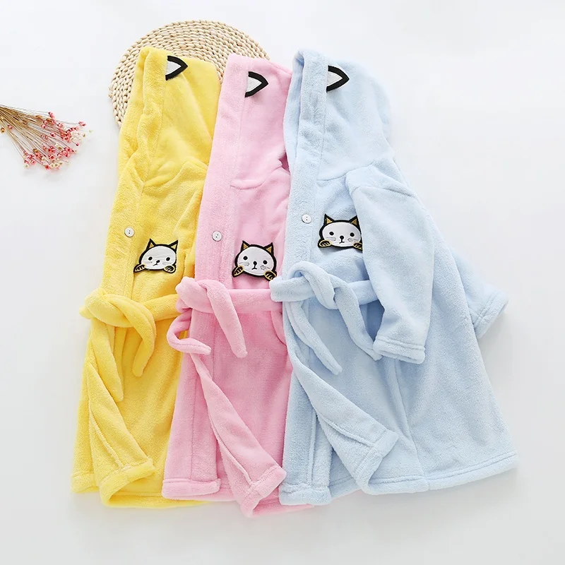 
Wholesale Soft Children Pink Organic Breathable Animal Hooded Bathrobe for Kids 