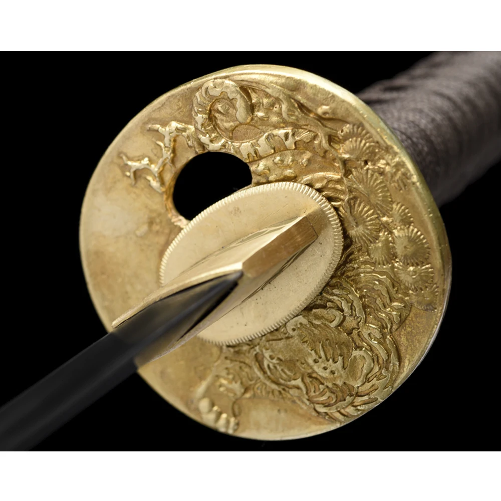 New Full Tang Japanese Sword Real Ninja Weapons High Quality Golden Swords Brass Tsuba Martial Arts Practice Sword for Sale