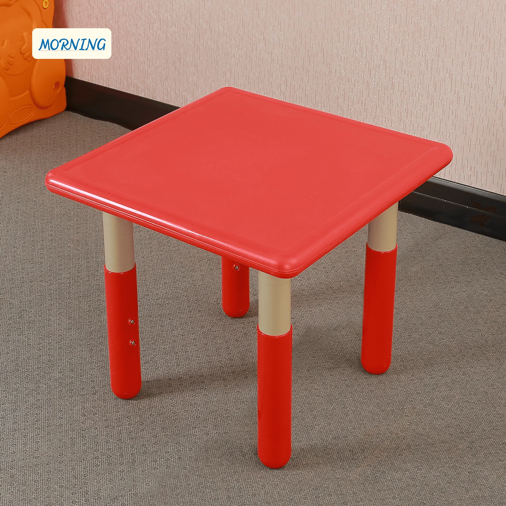 Colorful Adjustable Height Square Study Table for Kids Plastic for Living Room and Kindergarten Use-Wholesale